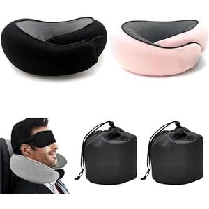 Travel Pillow,Travel Neck Pillow,Travel Pillows for Airplanes,Memory Foam Travel Pillow Neck Pillow for Traveling Suitable for Airplanes,Offices and Cars （Black）