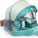 Mambobaby Baby Pool Float with Canopy & Tile, Kalolary Non-Inflatable Baby Swim Float Infant Swim Trainer Ring Toddler Pool Float with Adjustable Strap for 3-24 Months Age Boys Girls