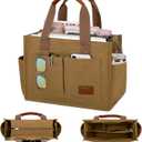 KKXIU Large Canvas Tote Bag for Women with Zipper and Compartments Crossbody Work Bible Messenger Purse Bag With Pockets - Plus Khaki