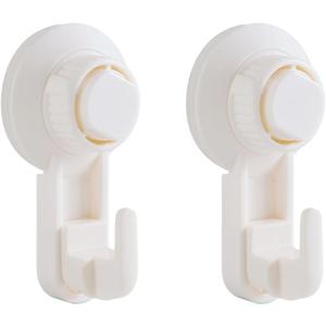 Suction Cup Hooks for Shower, Windows, Glass, Mirror, Tile, No Drill Shower Suction Hooks for Hanging Towels,Robes,Loofah, Removable and Reusable, 2 Pack