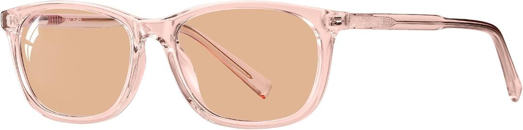 Outdoor FL-Flex Fluorescent-60 Light Brown Tinted Blue Light Blocking Glasses Rectangle Migraine Light Sensitivity Photophobia Fluorescent LED Glare Women AB3310(Pink Frame Cinnamon Lens)