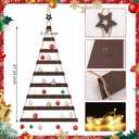 Vercraft Cat Proof Wall Christmas Tree with Light Hanging Mounted Wood Christmas Trees Wall Hanging Xmas Decor with Hooks Wooden Flat for Xmas Holiday Decoration Cat Home Indoor Office Party Supply