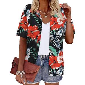 LILYCHIC Women's Hawaiian Shirts Coconut Button Summer Soft Button Down Shirts Short Sleeve XXXL