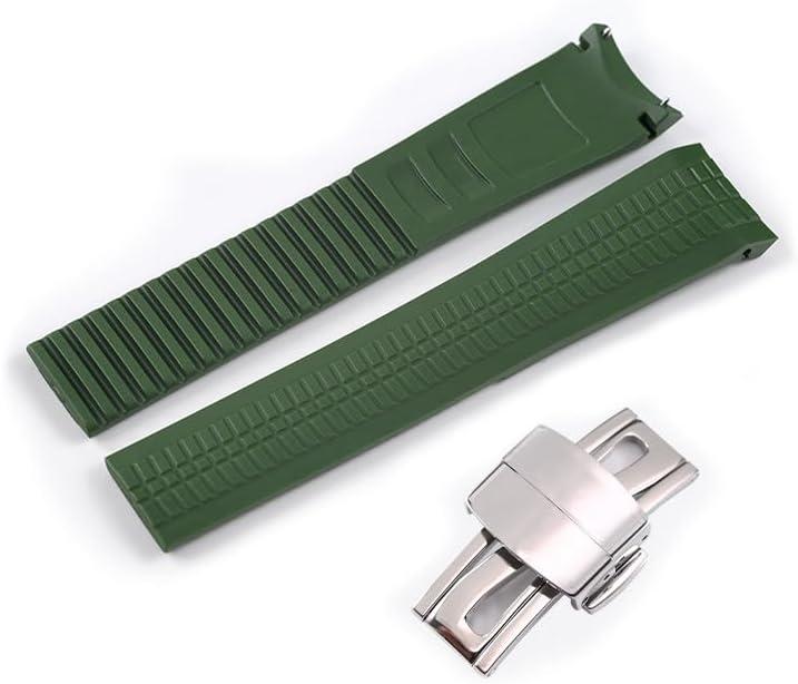 21mm Watch band Suitable for Patek Philippe Aquanaut 5164A 5167A Replacement PP Curved Lug End Rubber Strap (Green)