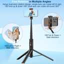 57" Automatic Phone Tripod, Extendable Selfie Stick for iPhone, Portable Cell Phone Stand Mount Holder with Remote Control for Selfie Stick TIK Tok Travel Vlog Live Broadcast Video Recording Black (WS-22001-10 Pro)