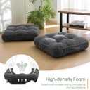 HIGOGOGO Floor Pillow Cushion for Adults, Meditation Cushion Pillow, Large Square Floor Sitting, Tufted Corduroy Cover, for Tatami Living Room or Yoga, 22x22 Inch, 2Pack, Dark Grey