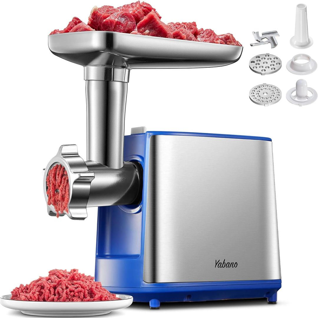 Electric Meat Grinder, Heavy Duty Meat Mincer, Sausage Stuffer Maker, Food Grinder with Sausage & Kubbe Kit, 2 Grinder Plates, Stainless Steel (Blue)