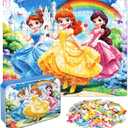 Princess Puzzles for Kids Ages 4-8, 60 Pieces Jigsaw Puzzles for Kids Ages 3-5 Puzzle for Girls and Boys Learning Educational Puzzles Toys in a Metal Box