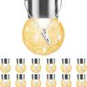 Solar Outdoor Lights Decorative 12 Pack, Hanging Solar Garden Lights Waterproof, Solar Powered Globe Lantern Cracked Glass Ball Lights for Yard Patio Fence Tree Umbrella Holiday Decoration,Warm White