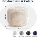 Round Ottoman,Corduroy Pouf Ottoman Foot Rest,Storage Footstool for Living Room,18x14 Soft Floor Poufs,Memory Foam Filling - Beige, 18x14 in