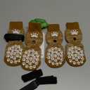 EXPAWLORER Anti Slip Dog Socks to Prevent Licking Paws, Dog Shoes for Hot Pavement, Dog Booties for Small Medium Large Senior Dogs, Traction Control Boots & Paw Protectors for Hardwood Floors (Medium (4 Count), khaki)