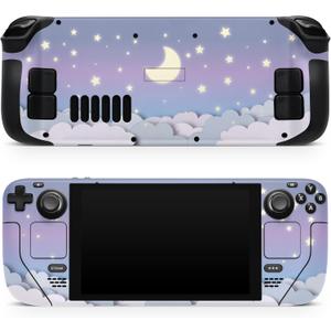 TACKY DESIGN Clouds Skin Compatible with Steam Deck - Premium 3M Vinyl Decal, Cute Full Wrap Purple Sky Moon Cover