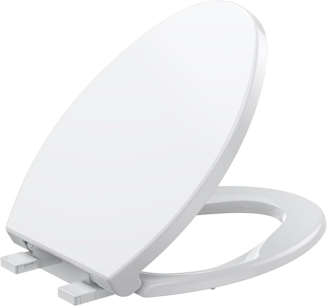 Toilet Seat Cover Elongated  Durable PP Toilet Seat with Slow Close Hinges, Easy Clean White Replacement for American Standard Toilets