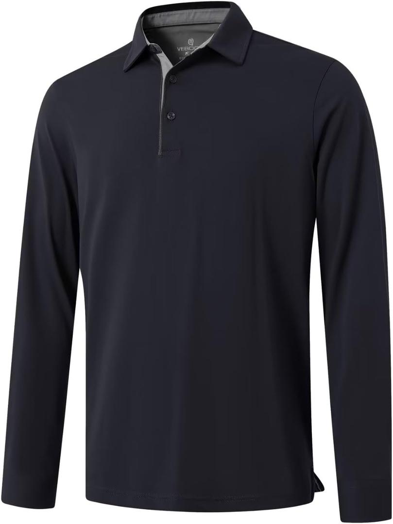 Men's Business Long and Short Sleeve Polo Shirts Mercerized Cotton Blend Stylish Casual Collared Shirts (3X-Large, Dark Grey)