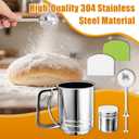 3 Cup Flour Sifter Set - Stainless Steel Mesh + Sugar Shaker & Duster, No Lumps, Smooth Fluffy Cakes Pastries for Home Bakers Chefs, Elevate Dessert Texture Easily