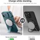 SURITCH for iPhone 13/14 Case with Magnetic Camera Slide Cover and Adjustable Kickstand, Compatible with MagSafe, Shockproof Bumper Case Slim Protective Cover for iPhone 13/14 6.1 Inch, Lake Green