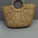 Summer Rattan Bag for Women Straw Hand-woven Top-handle Handbag Beach Sea Straw Rattan Tote Clutch Bags