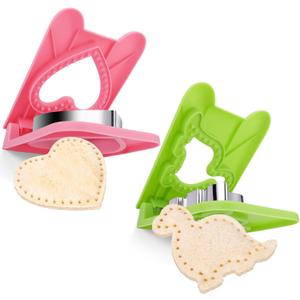 2PCS Sandwich Maker,Sandwich Cutters for Kids Lunch,Crustless Breakfast Sandwich Cutter and Sealer Set Great for Children Boys Girls Lunchbox and Bento Box for Autumn School Start Season (Green)