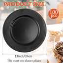 Jinei 100pcs Plastic Charger Plates, 13'' Reusable Dinner Plates with Beaded Edges, Elegant Vintage Style for Weddings, Parties, and Festivals(Black)