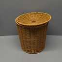 Portable Woven Laundry Basket Lid Handheld Sundries Container for Clothes Bedroom Storage Multi-Functional Organizing Bin Rustic Rattan Design