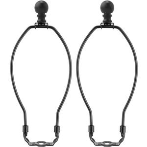 10 Inch Lamp Harp, Black 2 Set Lamp Harps and Finial, Metal Lamp Shade Harp Holder, DIY Detachable Lampshade Bracket Adapter Hardware, Replacement Table & Floor Light Accessories Parts Repair