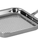 Tramontina Tri-Ply Clad Stainless Steel 11-Inch Square Grill Pan, Induction-Ready, Dishwasher-Safe, NSF-Certified, Made in Brazil