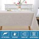 H.VERSAILTEX Linen Textured Tablecloth 60 x 102 Waterproof Decorative Table Cloth Spill-Proof Linen Look Cover for Party Table Extra Soft and Thick Fabric Wrinkle Free, Heather Sand