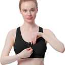 Women's Zip Front Sports Bra Wireless Post-Surgery Bra Active Yoga Sports Bras (XXL)