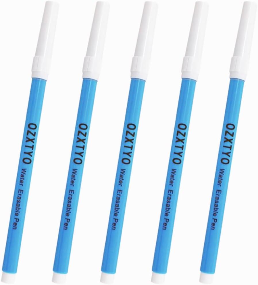 Washable Fabric Markers for Sewing,5 Pack,Blue,Erasable Sewing Markers for Fabric,Water Soluble Embroidery Pen,Fabric Marking Pen,Fabric Marking Pens for Quilting,Sewing Supplies and Accessories