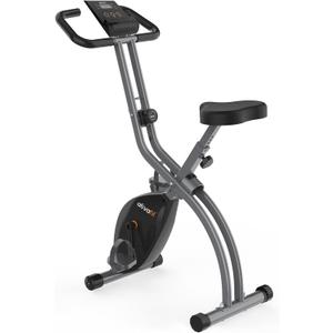 ATIVAFIT Exercise Bike Foldable Fitness Indoor Cycling Bike Magnetic 3 in 1 Upright Recumbent Exercise Bike with Resistance Bands for Home Workout (Grey)