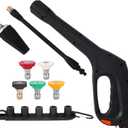 Tool Daily Pressure Washer Gun with Replacement Wand, Turbo Nozzle & 5 Spray Nozzle Tips, Compatible with Some Portland Husky Black Decker Ford Pulsar ShopForce Taskforce Powerwasher Power Washer