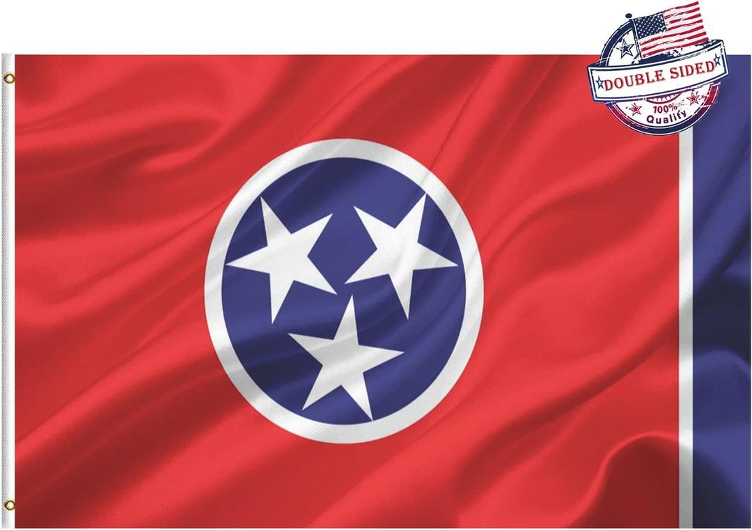 Tennessee State Flag 2x3 Double Sided- Heavy Duty 3ply Tennessee TN State Flags Super Durable 2 Rows Stitched Edge Canvas Header with 2 Brass Grommets
