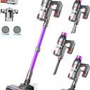 Cordless Stick Vacuum Cleaner - 550W Powerful Cordless Vacuum with HEPA Filter, Up to 50min Runtime & Tangle-Free Lightweight & Detachable Battery for Pet Hair Carpet Hardwood Floor Cleaning (Purple)
