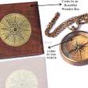 Trust in The Lord With All Your Heart - Proverbs 3:5-6 Quote Engraved Compass With Wooden Box, Greeting Card, Gift Compass, Graduation Day Gifts 2024 for Women Men Boys Girls
