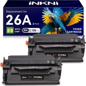 InkNI Compatible 26A Toner Cartridge Replacement for HP 26A 26X CF226A CF226X Toner Cartridge|Compatible for HP LaserJet Pro M402dn, M402dne, M402dw, M402n,MFP M426fdn, M426fdw Printer (Black, 2-Pack)