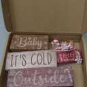 4 Pcs Christmas Table Decor Wooden Hot Cocoa Decoration Christmas Centerpiece Winter Tiered Tray Decor Decorative Red Hot Cocoa Block Signs Gift Farmhouse Xmas Decoration for Home Kitchen