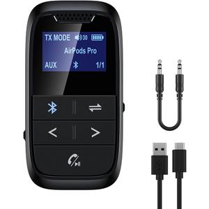 Bluetooth Transmitter and Receiver for Airplane 2 in 1 Wireless Bluetooth 5.3 Audio Adapter Pair 2 AirPods/Headphones Low Latency Use with 3.5mm Aux Jack on Tv Mp3 Gym Equipment Home Stereo Car