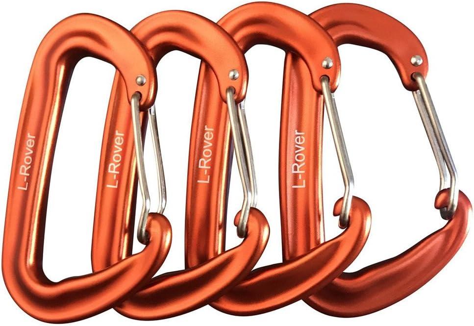 Carabiner,12KN Lightweight Heavy Duty Carabiner Clips,Aluminium Wiregate Caribeaners for Hammocks,Camping, Key Chains, Outdoor and Gym etc,Hiking & Utility (Orange4PCS)