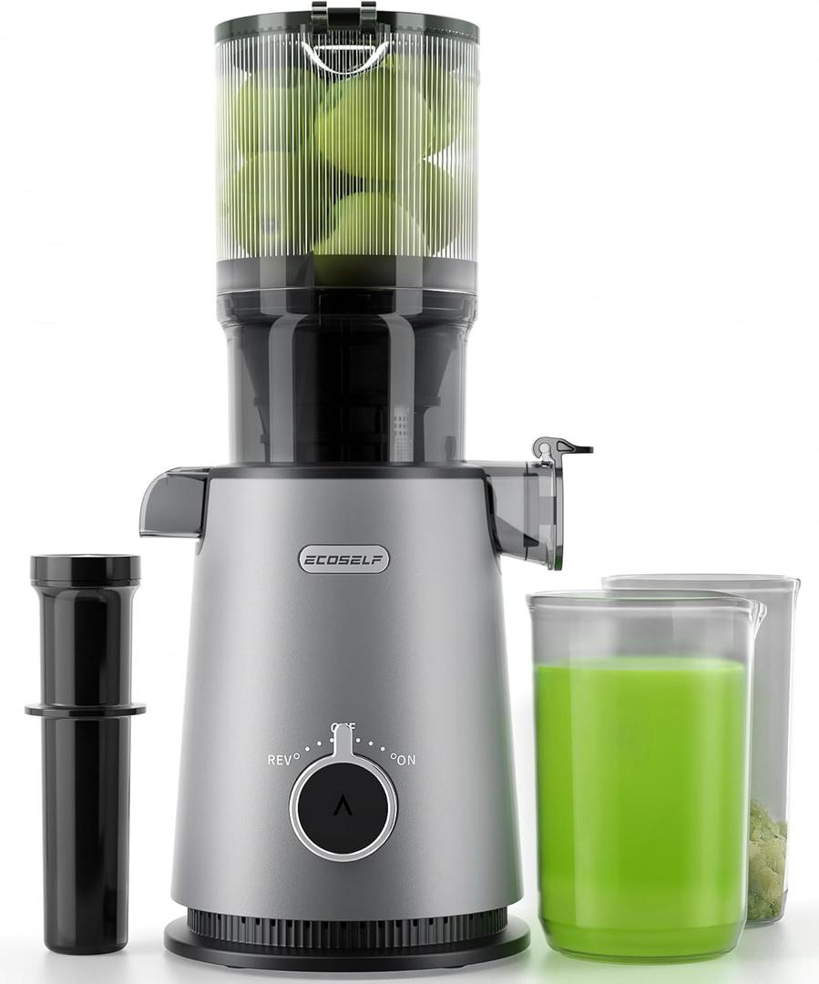 Cold Press Juicer with Wide Mouth Feed Chute, Masticating Juicer Easy to Assemble