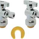 HQMPC Angle Stop Valve, 1/2" Ptc x 1/4" No Lead Compression Push Fit Angle Shut Off Water Valve with Disconnect Clip, Push-to-Connect, PEX, Copper, CPVC 2Pcs