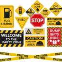 13 pcs construction Birthday Party supplies, construction party decorations for boys kid birthday party Baby Shower11.8 inch construction theme party wall decor signs with Yellow Caution Tape