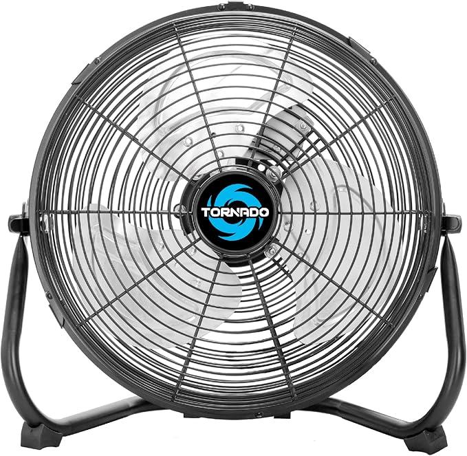 Tornado 12 Inch Industrial Powerful Metal Floor Fan, 3-Speed High Velocity Cooling Floor Fan for Industrial, Commercial, and Home Spaces, 120°Tilt, 6.0 FT Cord, Black