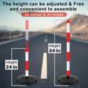 Konohan 6 Pack 34 Inch Parking Cone Delineators Post Traffic Cone Plastic Stanchion Set Stands Parking Barrier with Base 6.6 ft Chain S Hooks Reflective Collar (Red,White)
