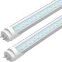 JESLED T8 LED 4FT Type A+B Light Bulbs, 24W, 3200LM, 5000K Daylight | Plug and Play or Ballast Bypass, 4 Foot T12 LED Replacement, ETL Listed, Single or Double End Powered, Clear(2-Pack)