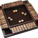 Juegoal Wooden 4 Players Shut The Box Dice Game, Classics Tabletop Version and Pub Board Game, 12 inch
