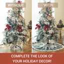 CROWNED BEAUTY Christmas Tree Skirt Collar 48 Inch Green Pine Trees Red Cardinals Soft Farmhouse Holiday Decoration (Green) TS37