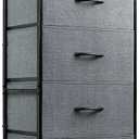 WLIVE Dresser with 4 Drawers, Storage Tower, Organizer Unit, Fabric Dresser for Bedroom, Hallway, Entryway, Closets, Sturdy Steel Frame, Wood Top, Easy Pull Handle, Dark Grey