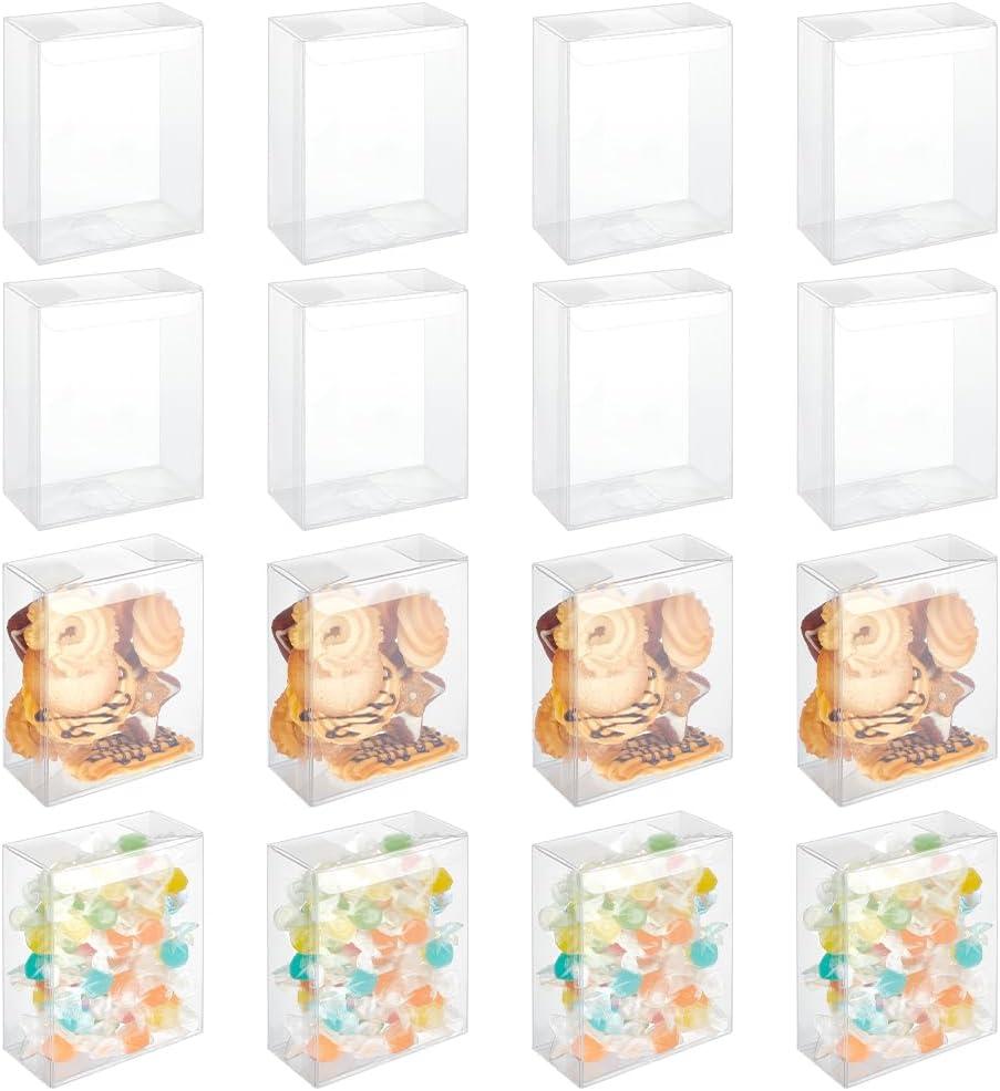 BENECREAT 72pcs Clear Wedding Favor Boxes, 4.25x3.4x1.5inch Transparent PVC Rectangle Gift Wrapping Box for Candy Chocolate Party, Valentine's Festival Gift Packaging