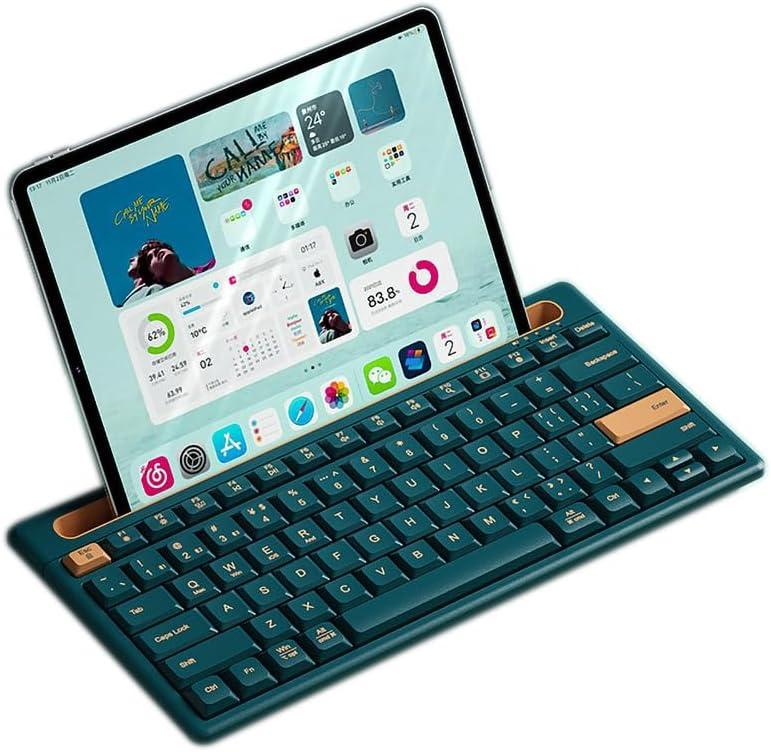 Bluetooth Keyboard with Integrated Stand for iPad & iPhone, 75% Compact Silent 79 Keys, 2 AAA Batteries, Smart Auto-Sleep, for Mult-Device, Laptop, Tablet, Smartphone (Dark Green)