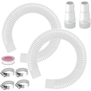 1.25 Pool Sand Filter Pump Hose with Adapter 1-1/4 Diameter Pool Sand Pump Filter Hoses for Replacement Above Ground Pools Compatible with Intex Coleman Saltwater Systems (2 PACK White)